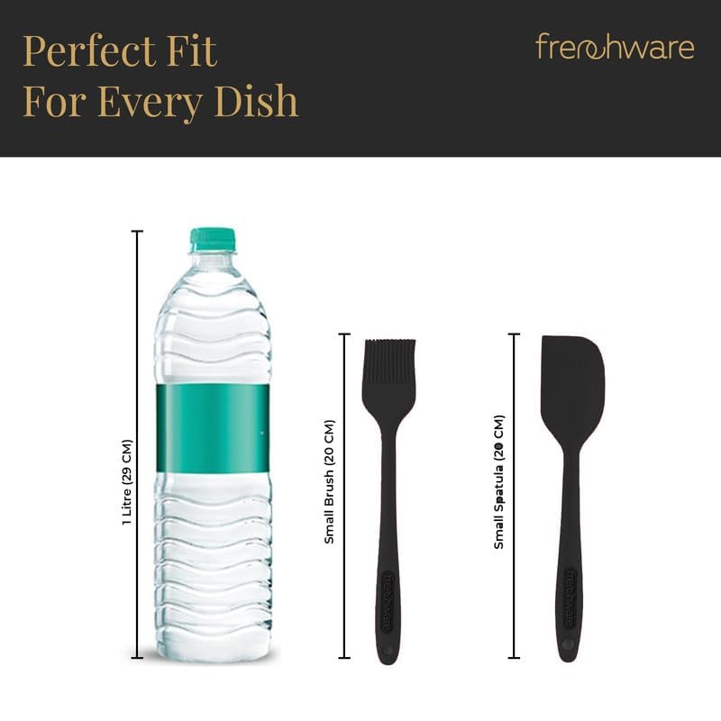 Frenchware (Set of 2, Black) Oil Brush for Cooking & Non-Stick Silicone Spatula Baking & Mixing - Seamless Design, Heat-Resistant -40°C to 230°C, Food-Grade & BPA-Free, Dishwasher Safe - Image 3