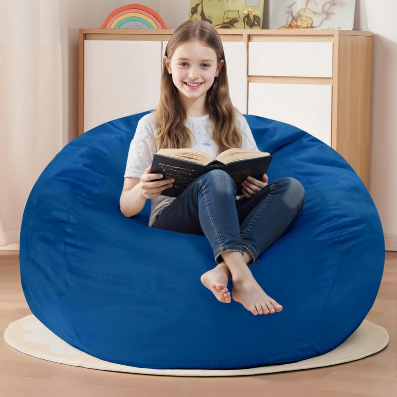 Homguava Bean Bag Chair: Bean Bags with Memory Foam Filled,Comfy Beanbag Chairs Round Bean Bag Sofa with Dutch Velvet Cover-2FT-28 x28 x22,Blue - Image 1