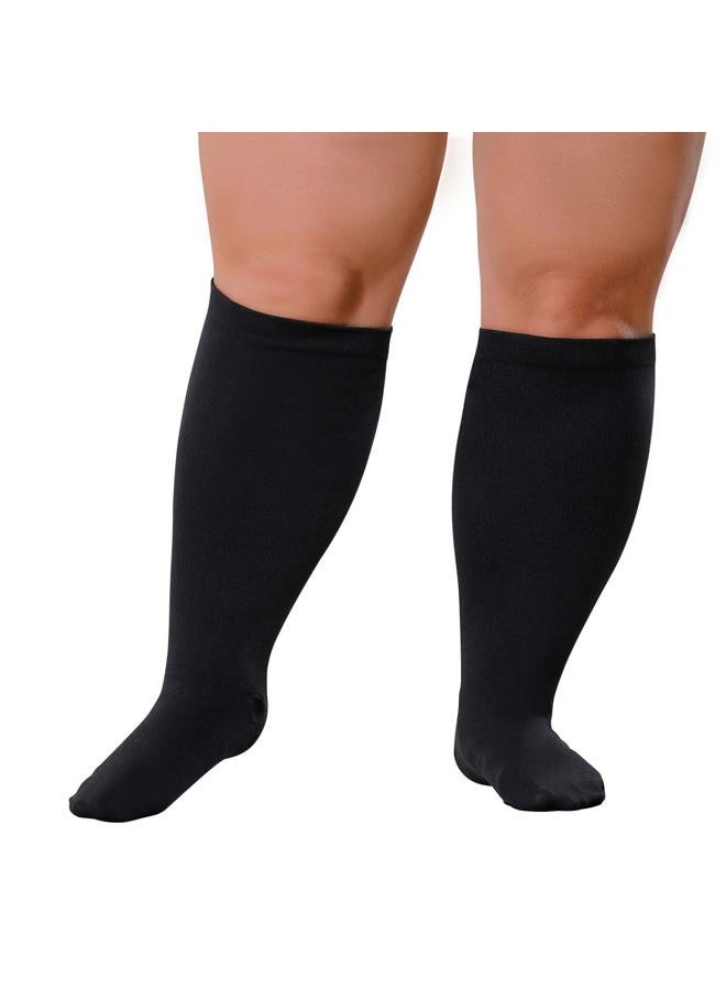 BODALA Plus Size Compression Socks: Wide Calf Compression Stockings for Men Women - Up to 7X Large 20-30 mmHg Compression Hose for Pregnancy Travel Running Nurses 4XL Black - Image 1