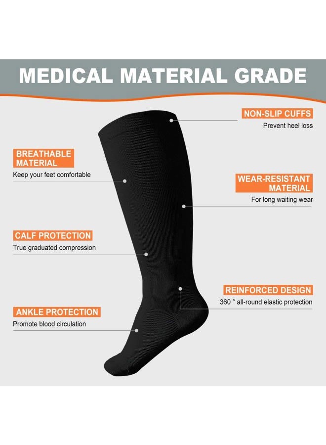 BODALA Plus Size Compression Socks: Wide Calf Compression Stockings for Men Women - Up to 7X Large 20-30 mmHg Compression Hose for Pregnancy Travel Running Nurses 4XL Black - Image 5