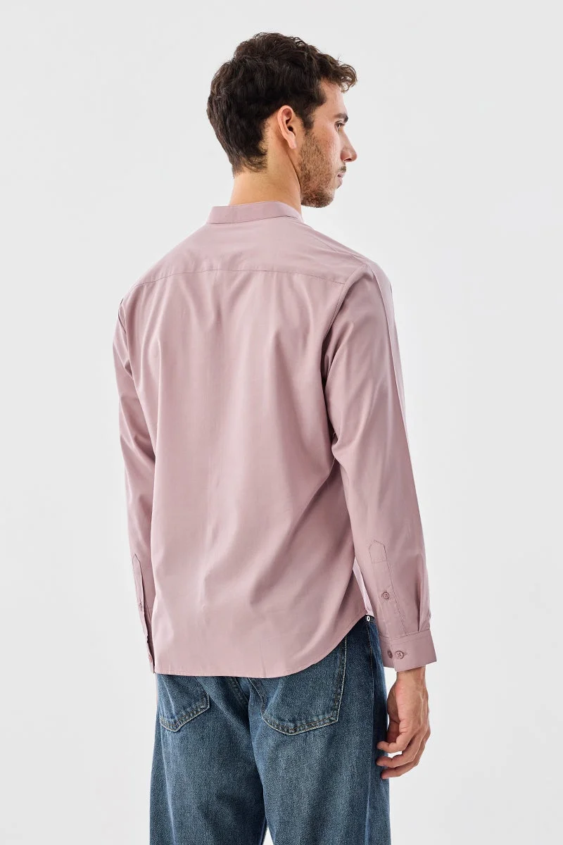 Snitch Pink Regular Fit Mandarin Shirt for Men | Best Price UAE