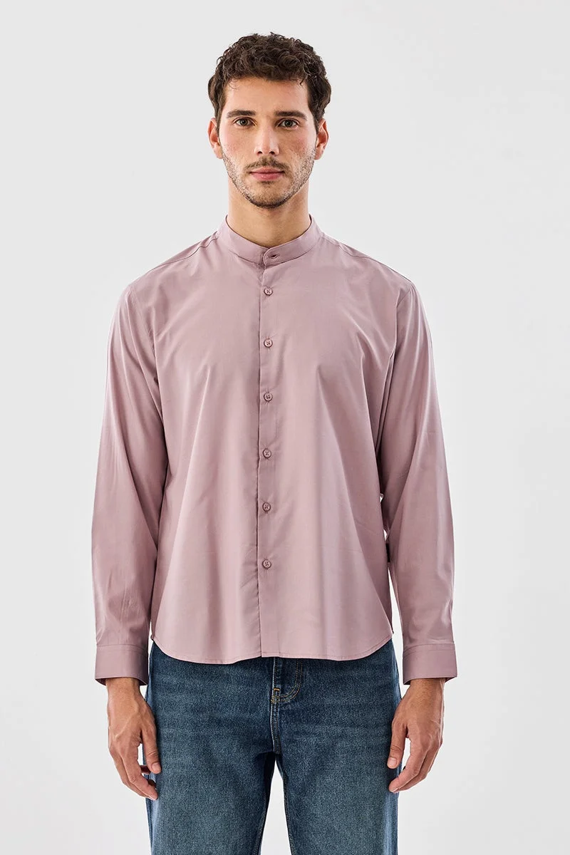 Snitch Pink Regular Fit Mandarin Shirt for Men | Best Price UAE