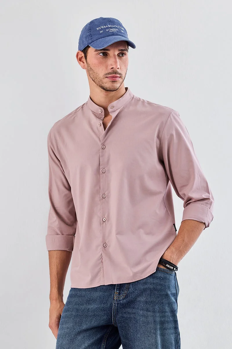 Snitch Pink Regular Fit Mandarin Shirt for Men | Best Price UAE