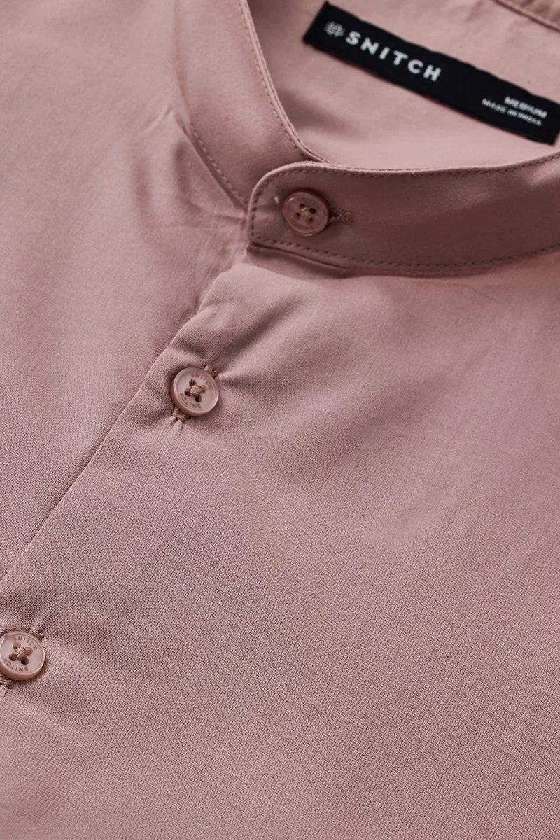 Snitch Pink Regular Fit Mandarin Shirt for Men | Best Price UAE