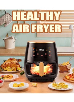 DUMBO 1400W 4.5 Liter Air Fryer with Glass Frying Basket, Dishwasher Safe Tray and Insulation pad, 60 Minute Timer, Digital Touch Display, and 6 Presets - Variable Temperature Control AF-1124 Black  - Image 1