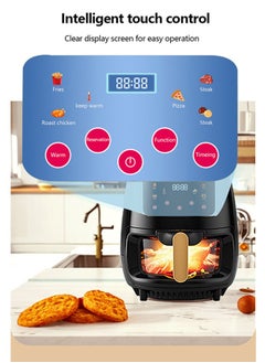 DUMBO 1400W 4.5 Liter Air Fryer with Glass Frying Basket, Dishwasher Safe Tray and Insulation pad, 60 Minute Timer, Digital Touch Display, and 6 Presets - Variable Temperature Control AF-1124 Black  - Image 5
