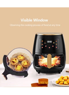 DUMBO 1400W 4.5 Liter Air Fryer with Glass Frying Basket, Dishwasher Safe Tray and Insulation pad, 60 Minute Timer, Digital Touch Display, and 6 Presets - Variable Temperature Control AF-1124 Black  - Image 3