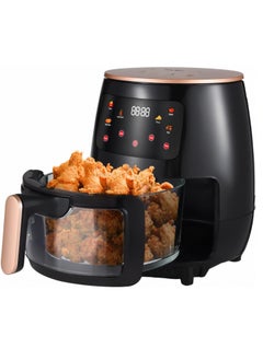 DUMBO 1400W 4.5 Liter Air Fryer with Glass Frying Basket, Dishwasher Safe Tray and Insulation pad, 60 Minute Timer, Digital Touch Display, and 6 Presets - Variable Temperature Control AF-1124 Black  - Image 2