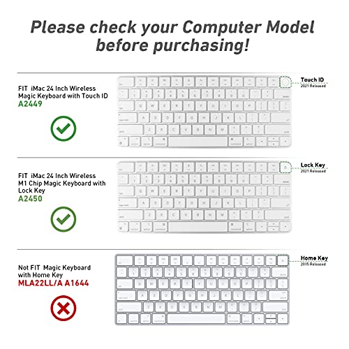 Allinside Silicone Keyboard Cover for iMac Magic Keyboard A2449/A2450, Protective Skin for iMac 24" Wireless Keyboard Released in 2021, US Layout, Transparent - Image 3