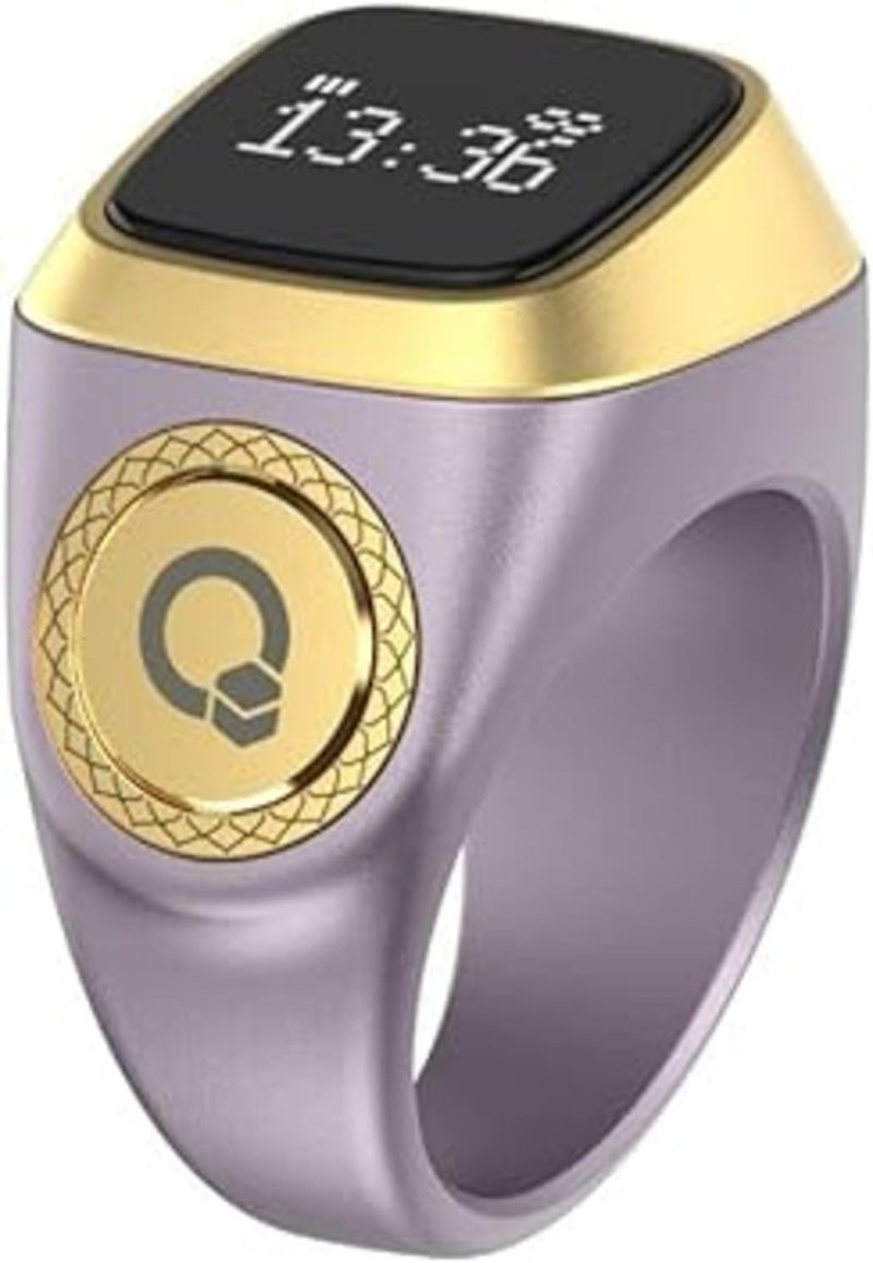 Smart Tasbih Zikr Ring E01, Muslim Prayer Timing Reminder, Oled Display, Tasbih Counter, Smart Ring, Tasbih Ring, Wearable Technology, 5 Time App Notification (Violet, 20mm) - Image 1