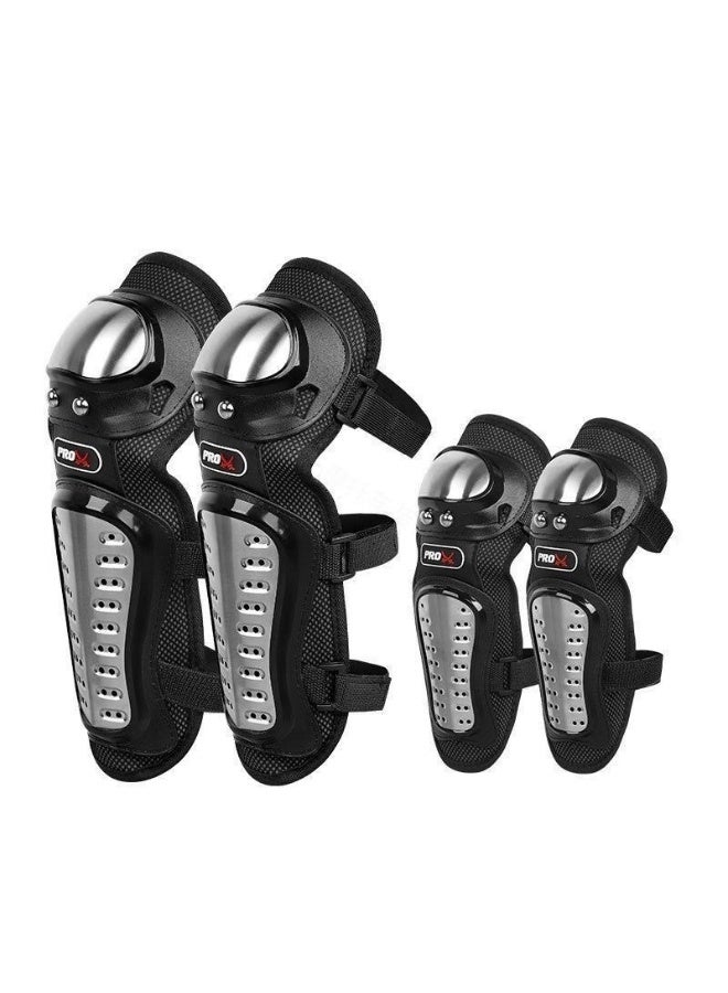 GloGlim Pro-Armor Motorcycle Protective Gear Set (4Pcs) – Adjustable Knee & Elbow Pads for Motocross, ATV, and Desert Riding, High-Impact Steel Shield & Breathable Mesh, All-Terrain Safety Gear (Black) - Image 1