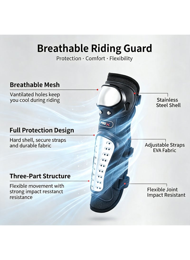 GloGlim Pro-Armor Motorcycle Protective Gear Set (4Pcs) – Adjustable Knee & Elbow Pads for Motocross, ATV, and Desert Riding, High-Impact Steel Shield & Breathable Mesh, All-Terrain Safety Gear (Black) - Image 2