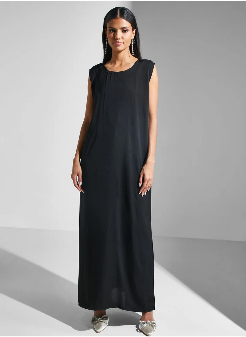 hayas closet Lace Detail Open Abaya