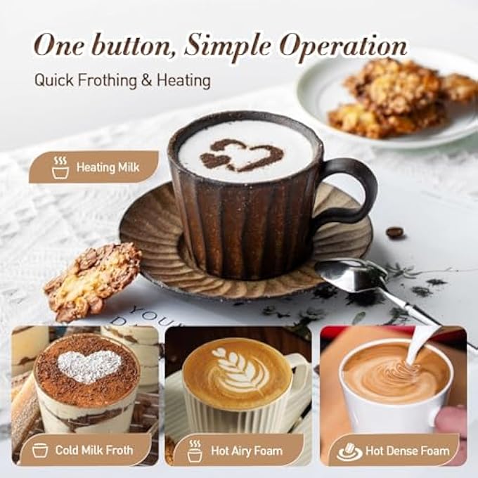 TDOO 4 In 1 Electric Milk Frother 350Ml Automatic Hot  Cold Foam Coffee Maker For Cappuccino Latte Macchiato Hot Chocolate Auto ShutOff Milk Steamer Warmer With 2 Whisks For Frothing And Heating - Image 5