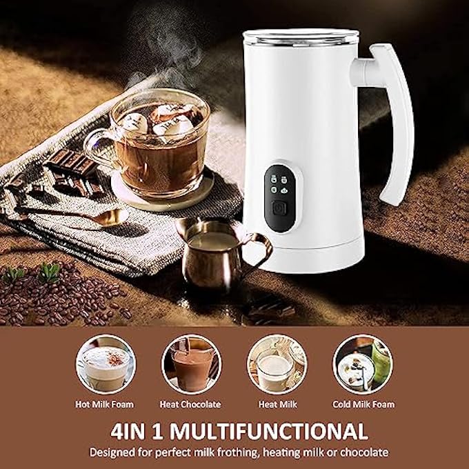 TDOO 4 In 1 Electric Milk Frother 350Ml Automatic Hot  Cold Foam Coffee Maker For Cappuccino Latte Macchiato Hot Chocolate Auto ShutOff Milk Steamer Warmer With 2 Whisks For Frothing And Heating - Image 3