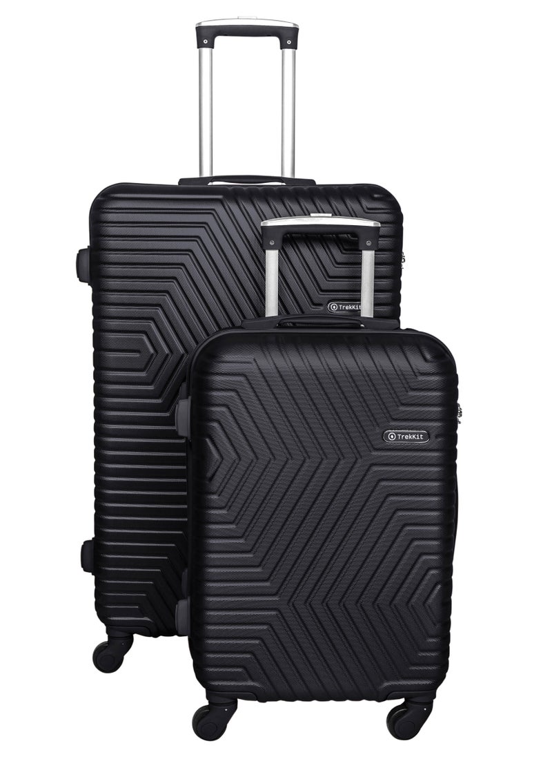 TRAVEL WAY - TrekKit Lightweight Luggage Trolley Set of 2 Bag - 2 Sizes Hardshell Suitcase Spinner Luggage for Travel | ABS Luggage with 4 Spinner Wheels (Shine Black, Set of 2) - Image 1