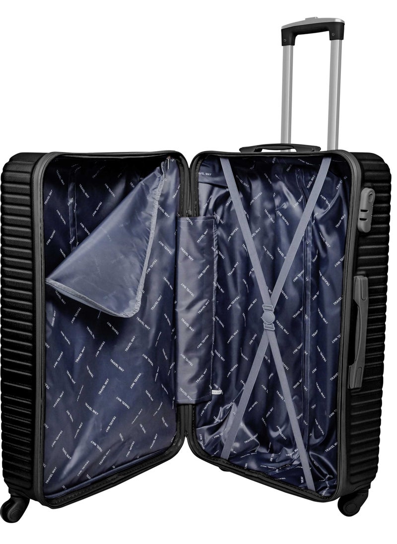 TRAVEL WAY - TrekKit Lightweight Luggage Trolley Set of 2 Bag - 2 Sizes Hardshell Suitcase Spinner Luggage for Travel | ABS Luggage with 4 Spinner Wheels (Shine Black, Set of 2) - Image 1