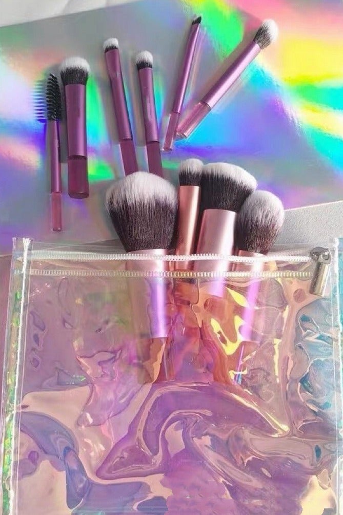 Mini makeup brush set in various colors, convenient for travel, 12 pieces - Image 1