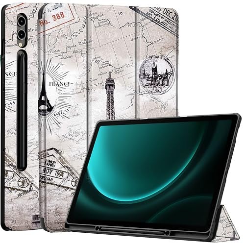 ProElite Cover for Galaxy Tab S9 FE Plus/S9 Plus/S10+ 12.4" Cover, Soft Flexible Flip Case Cover with S Pen Holder for Samsung Galaxy Tab S9 FE+/S9 Plus/S10+ 12.4 inch, [Recoil Series]- Eiffel - Image 1