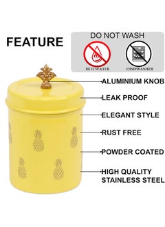 Elan Elan Stainless Steel Food Storage Canister,Cookies Box, Kitchen Staples Storage Jar -Pineapple Print-Yellow  - Image 4