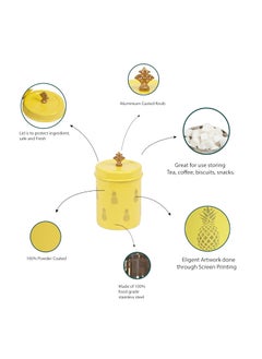Elan Elan Stainless Steel Food Storage Canister,Cookies Box, Kitchen Staples Storage Jar -Pineapple Print-Yellow  - Image 5