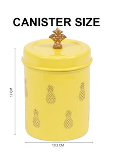 Elan Elan Stainless Steel Food Storage Canister,Cookies Box, Kitchen Staples Storage Jar -Pineapple Print-Yellow  - Image 2