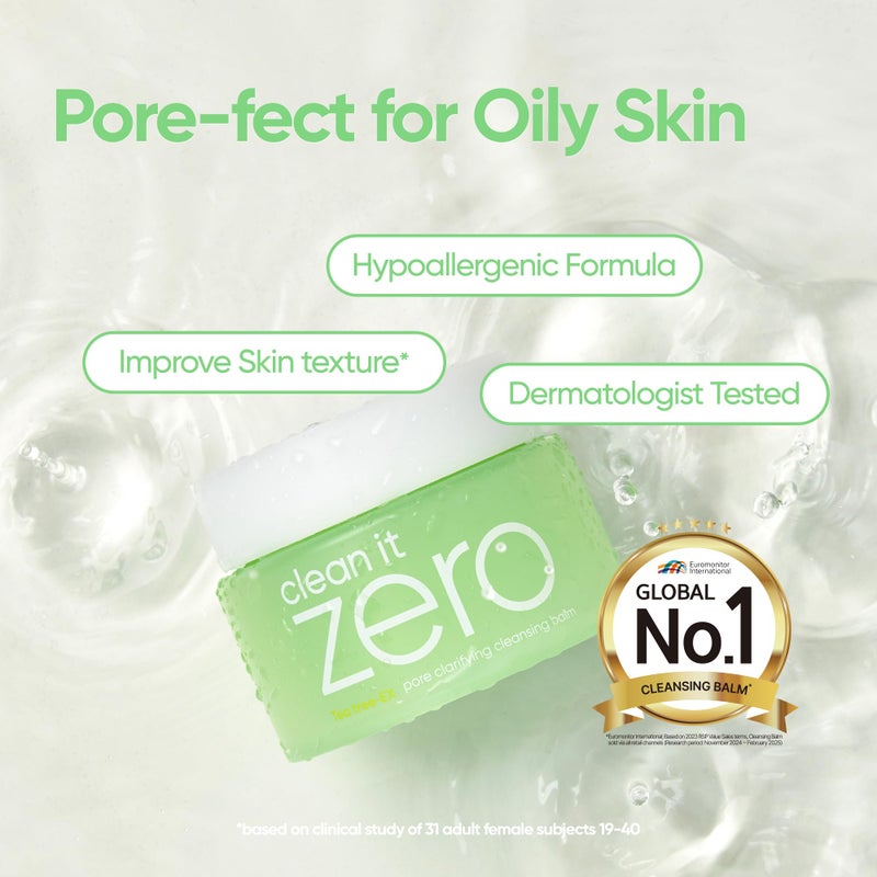 BANILA CO بانيلا كو كلين إت زيرو بلسم تنظيف المسام المنقي | مزيل مكياج كوري، زيت تنظيف، منظف وجه للبشرة الدهنية والمعرضة لحب الشباب | نباتي | مصنوع من AHA-PHA وشجرة الشاي (100 مل / 3.38 أونصة سائلة) - Image 2