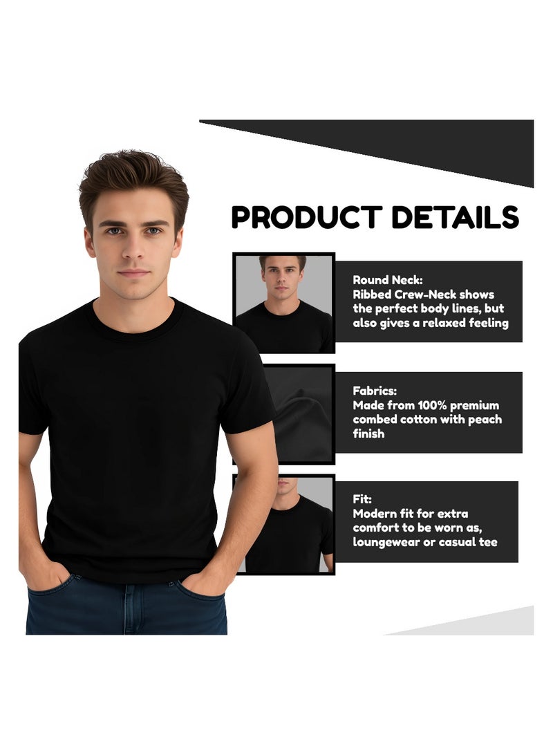 Nenoush Men's Classic Round Neck Short Sleeve T-Shirt - Comfortable Cotton T-Shirt for Men - Image 4