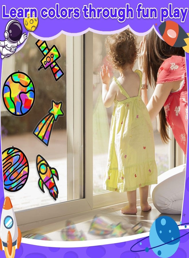 Lonfliness 32 Sets Solar System Suncatchers Crafts Kit DIY Outer Space Stained Glass Effect Paper Planet Crafts for Home School Classroom Decor Kid Birthday Gifts Creative Art Projects Activity - Image 5