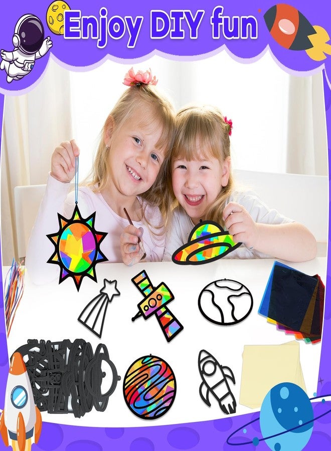 Lonfliness 32 Sets Solar System Suncatchers Crafts Kit DIY Outer Space Stained Glass Effect Paper Planet Crafts for Home School Classroom Decor Kid Birthday Gifts Creative Art Projects Activity - Image 4
