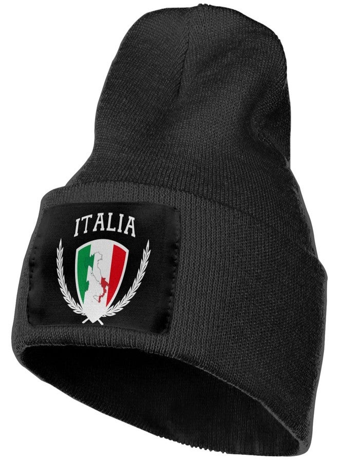 قبعة شتوية محبوكة من MOCSONE Italia، مزينة بعلم إيطاليا، للرجال والنساء، مصنوعة من الأكريليك الأسود، بتصميم كلاسيكي أنيق. - Image 2