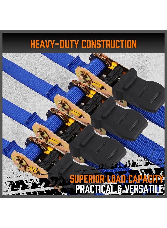 HORUSDY Ratchet Straps, 2,200 LB Break Strength, 4-Pack 15FT Ratchet Tie Down Straps Set for Motorcycle Straps Tie Downs, Appliances, Lawn Equipment, Cargo Straps for Trucks. (Blue) - Image 4