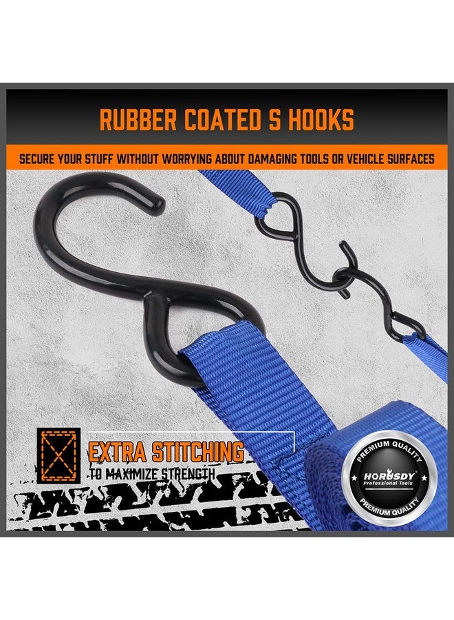 HORUSDY Ratchet Straps, 2,200 LB Break Strength, 4-Pack 15FT Ratchet Tie Down Straps Set for Motorcycle Straps Tie Downs, Appliances, Lawn Equipment, Cargo Straps for Trucks. (Blue) - Image 2