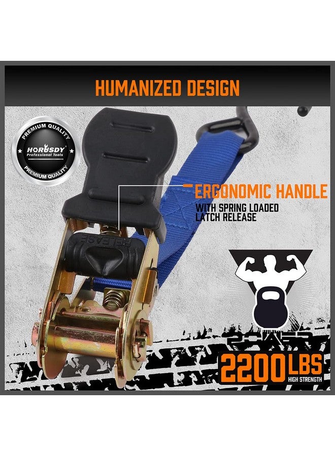 HORUSDY Ratchet Straps, 2,200 LB Break Strength, 4-Pack 15FT Ratchet Tie Down Straps Set for Motorcycle Straps Tie Downs, Appliances, Lawn Equipment, Cargo Straps for Trucks. (Blue) - Image 1