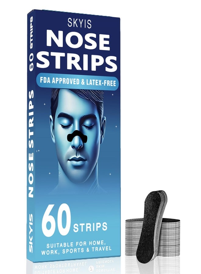 Skyis Nasal Strips for Better Breathing, 60 Count Strong Hold Nose Strips for Day & Night Use, Sweat Resistant, Comfortable Fit, Helps Reduce Snoring Sounds & Support Clear Breathing - Image 1