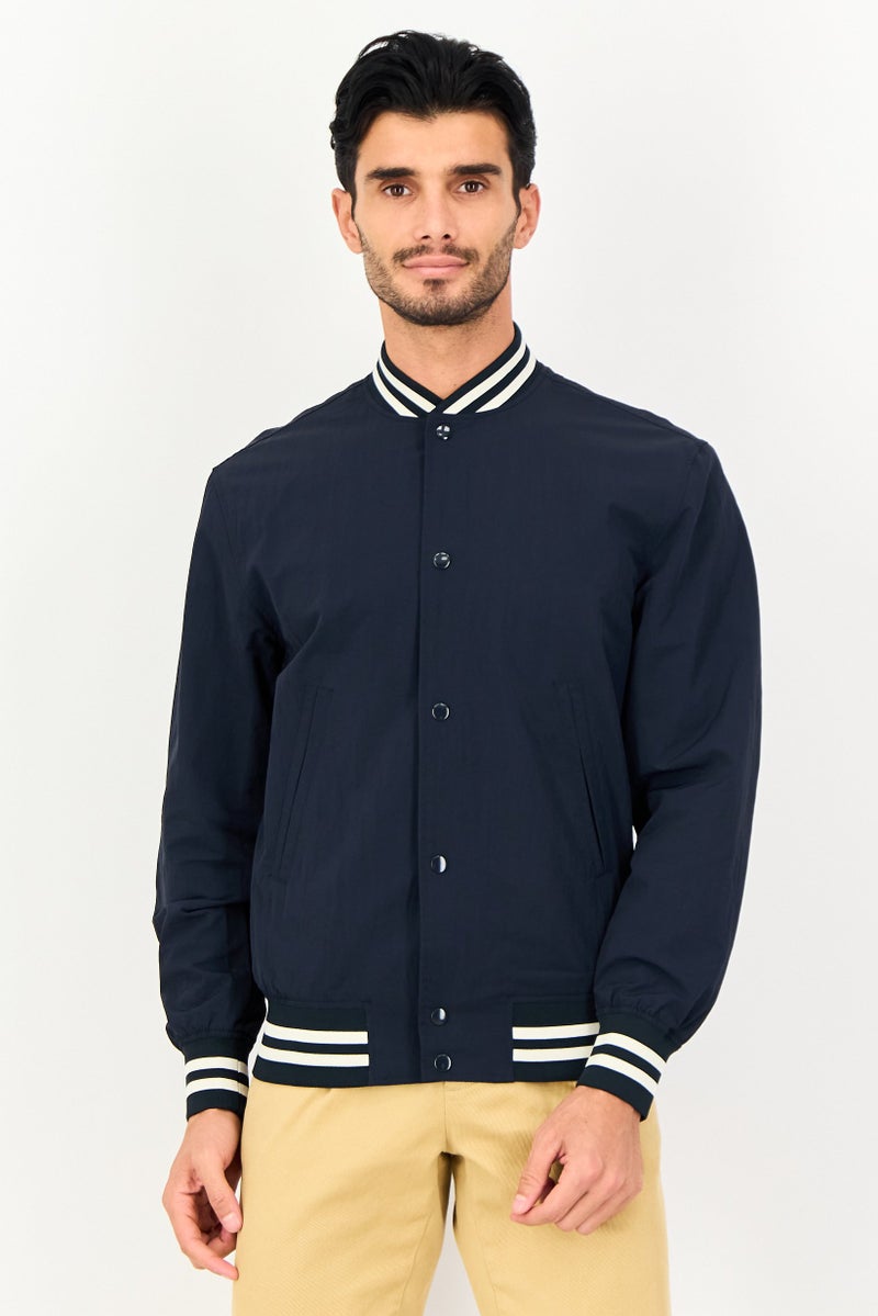 Celio جاكيت بومبر سادة للرجال، أزرق داكن - Image 1