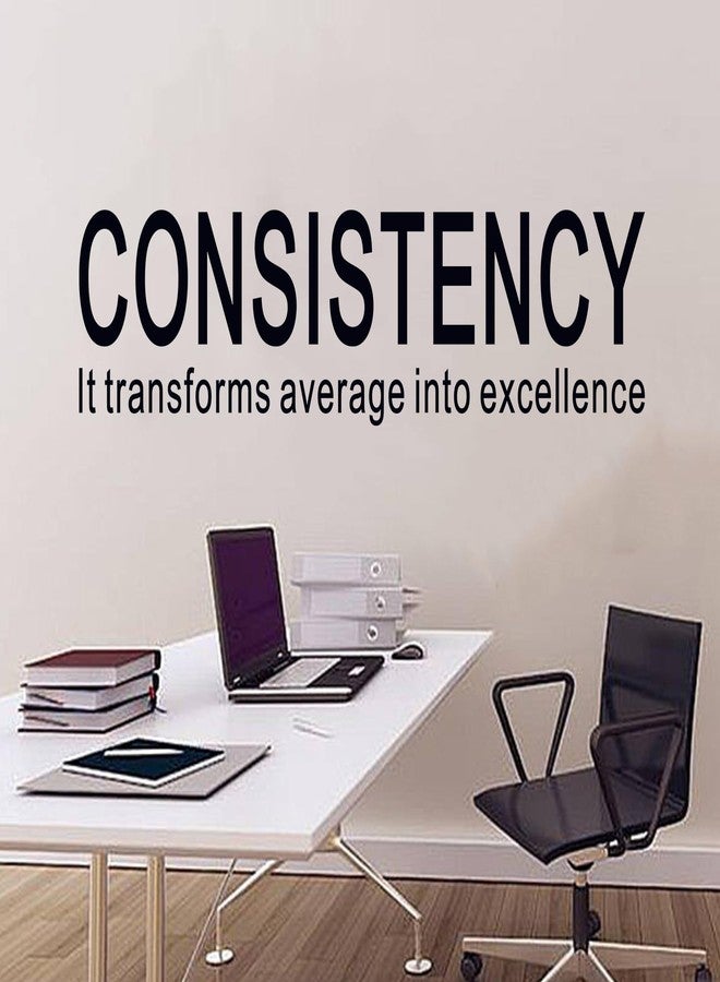 SEATUNE Office Inspirational Quotes Wall Stickers - Teamwork Positive Motivational Wall Decals - Workplace Home Vinyl Art Wall Decor - Consistency It Transforms Average into Excellence 25"X7" - Image 1