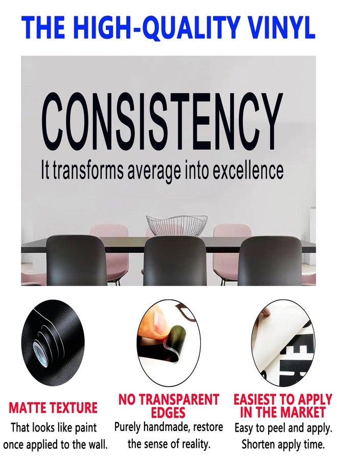 SEATUNE Office Inspirational Quotes Wall Stickers - Teamwork Positive Motivational Wall Decals - Workplace Home Vinyl Art Wall Decor - Consistency It Transforms Average into Excellence 25"X7" - Image 2