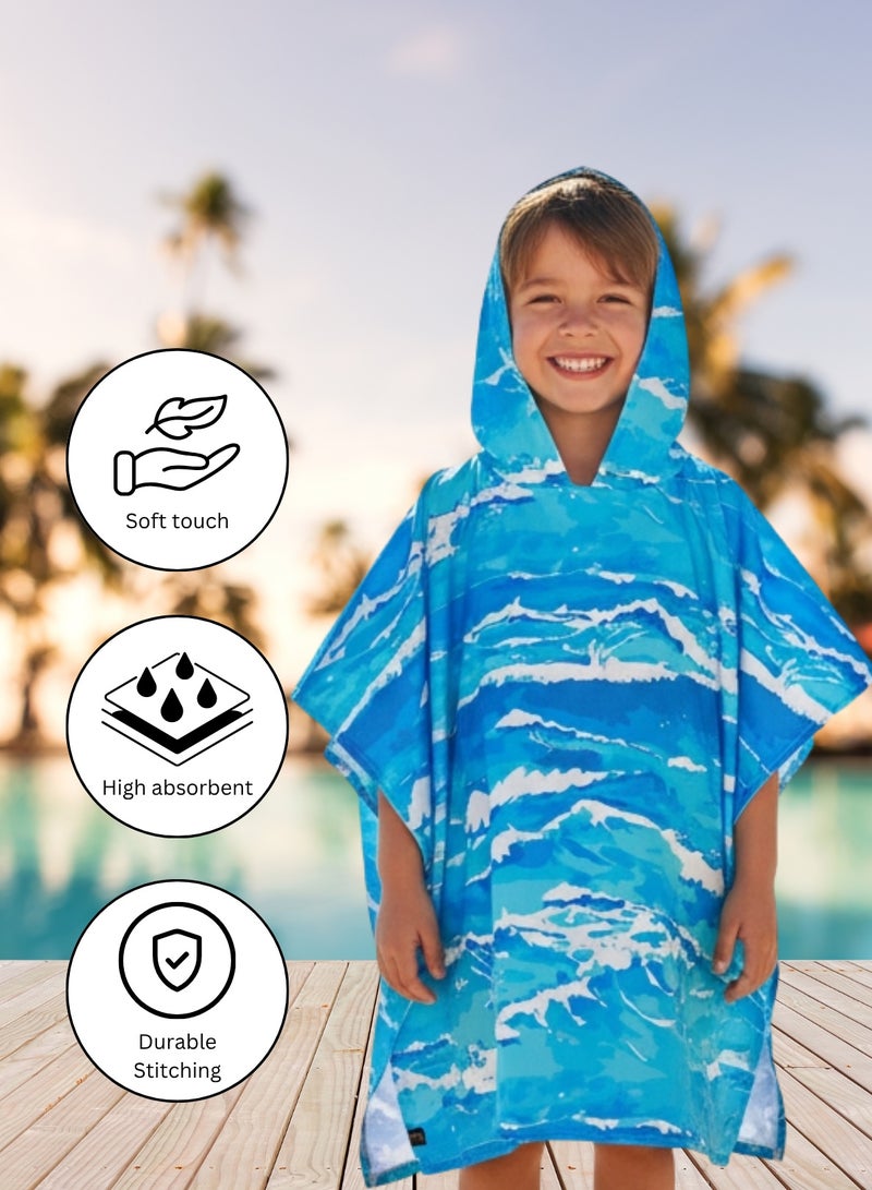 Pearl Coast International Kids Poncho Towel Hooded Pack of 2 – Quick Dry Microfiber Beach Changing Robe for Boys & Girls, Soft Absorbent Swim Cover Up - Image 5
