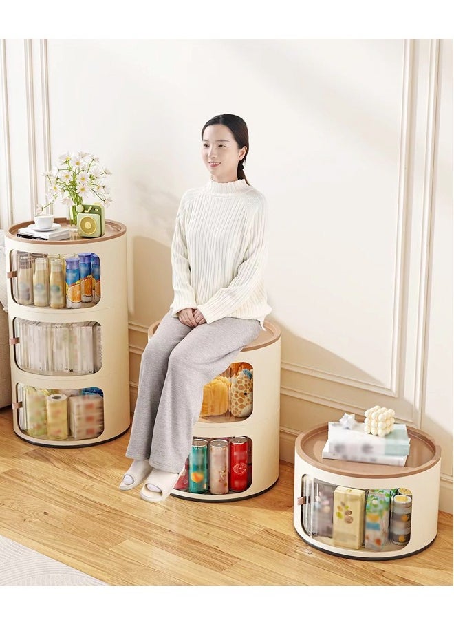 C&C Home 1-Piece Multipurpose Multi-Layers Detachable Plastic Round Storage Cabinet With Doors Nightstand End Table Display Rack Side Table for Bedroom Living Room Children's Room 32x58 Cm (Fully Assembled)  - Image 5