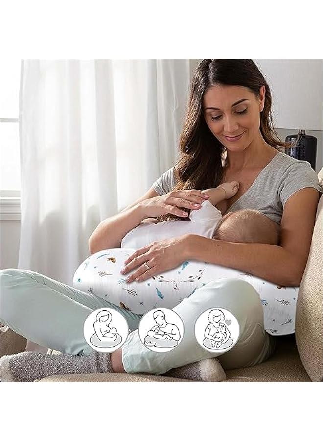 هوكور وسادة رضاعة للرضع، وسادة دعم لحديثي الولادة للرضاعة الطبيعية والرضاعة الطبيعية، مع غطاء وسادة قابل للغسل للاولاد والبنات (ابيض (ريشة)) - Image 5