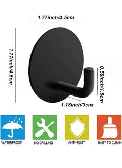 Farahom Adhesive Hooks 4 Pack Towel Hooks Heavy Duty Waterproof Wall Hooks for Bathroom Bedroom Kitchen, Stainless Steel Holder for Hanging Coat Robe, Black  - Image 2