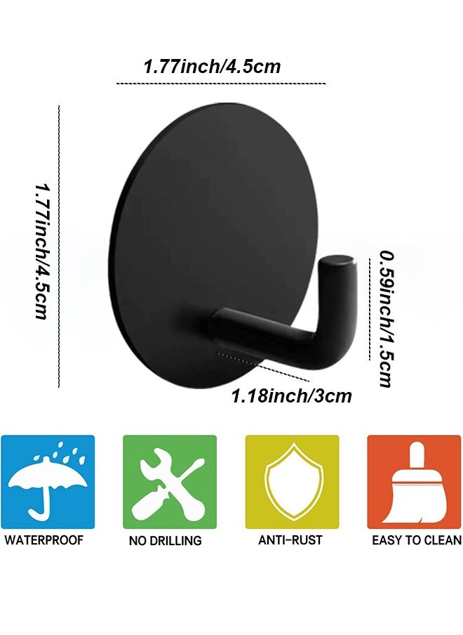 Farahom - Adhesive Hooks 4 Pack Towel Hooks Heavy Duty Waterproof Wall Hooks for Bathroom Bedroom Kitchen, Stainless Steel Holder for Hanging Coat Robe, Black - Image 1