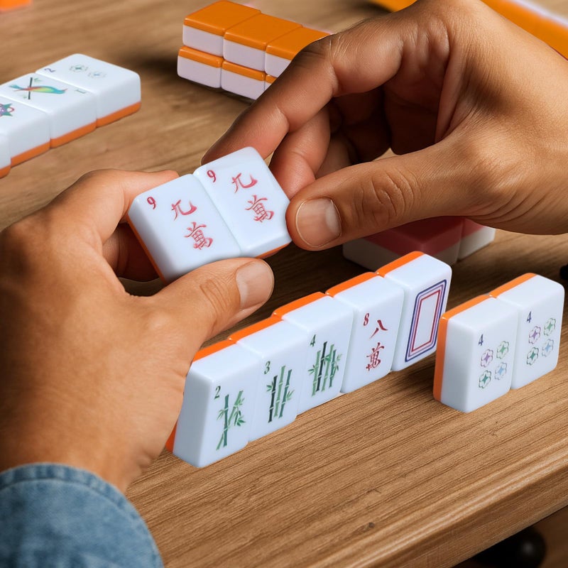 Arrowbash 160 Pcs American Mahjong Set 1.2 Inch 160 Mahjong Tiles Set with Orange Back Melamine Hand Carved Pattern for Adult Mah Jong Tabletop Games Mah Jong Lover Beginners Tiles Only - Image 5