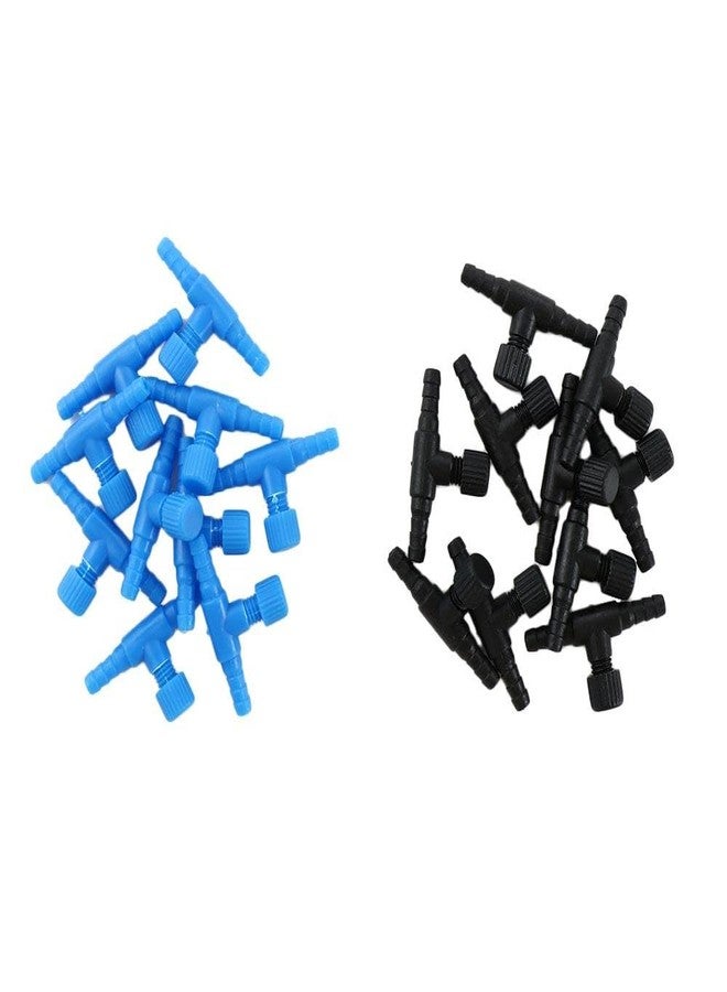 Pokinge 20pcs Aquarium Control Valve, 2 Way Air Valve Aquarium Regulator Pipe Connector, Plastic T-Shaped Air Line Tube Valves for 4 mm Hose Air Line Tubing Connector - Image 1