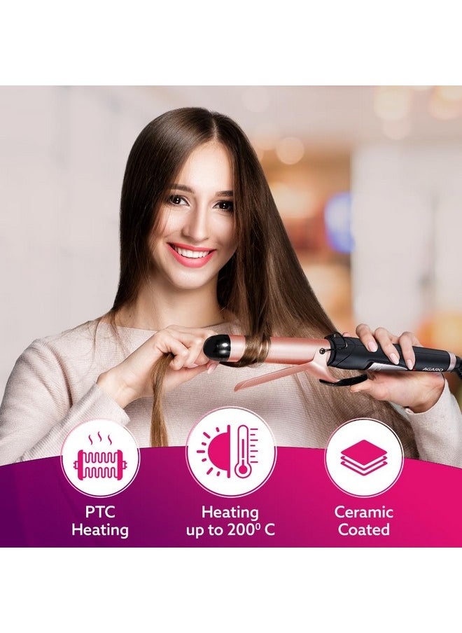 Hc6001 Hair Curler With 25Mm Barrel, Rod, Tong, Tourmaline Infused Ceramic Coated Plates, Cool Touch Tip, Fast Heating, For Women, Long And Short Hair Curling, Styling, Black & Rose Gold - pzsku/Z72F32060655C87F670C1Z/45/_/1733730130/ffa8f57f-7d41-4880-b77d-805d7c74a2b6