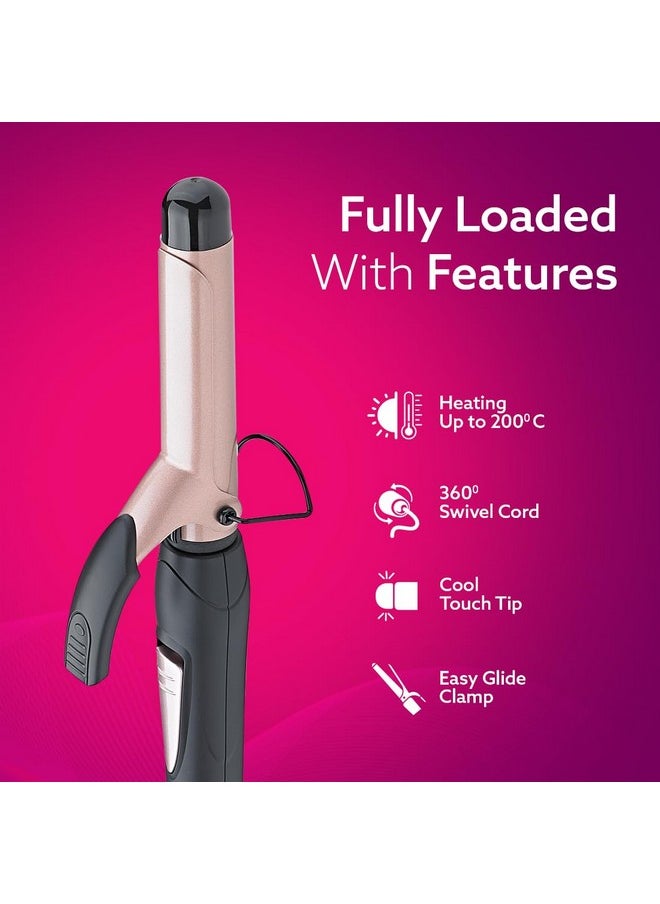 Hc6001 Hair Curler With 25Mm Barrel, Rod, Tong, Tourmaline Infused Ceramic Coated Plates, Cool Touch Tip, Fast Heating, For Women, Long And Short Hair Curling, Styling, Black & Rose Gold - pzsku/Z72F32060655C87F670C1Z/45/_/1733730159/fd3cacc4-9f3b-4aca-a7f1-c7dae02e106b