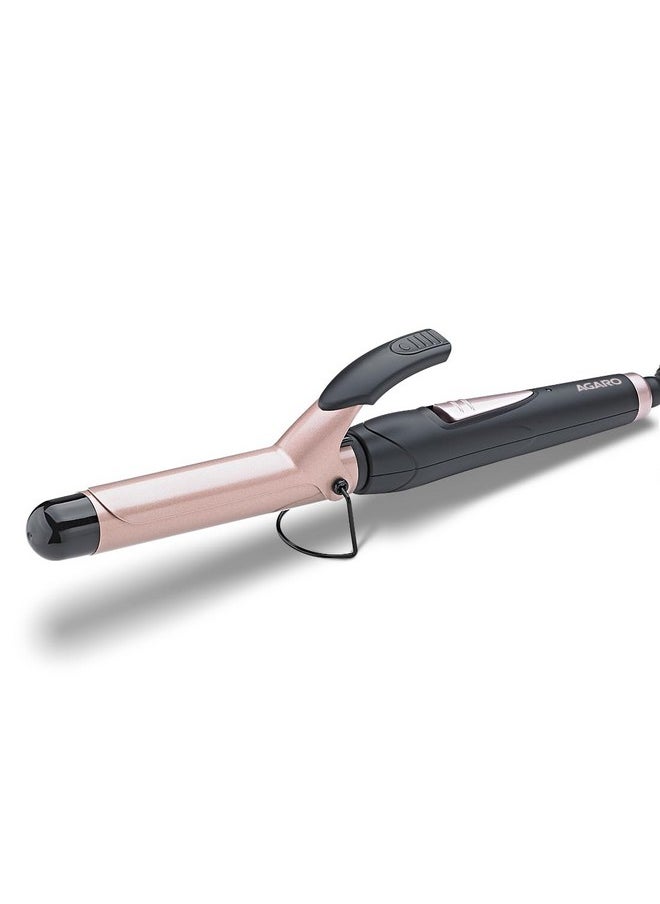 AGARO - Hc6001 Hair Curler With 25Mm Barrel, Rod, Tong, Tourmaline Infused Ceramic Coated Plates, Cool Touch Tip, Fast Heating, For Women, Long And Short Hair Curling, Styling, Black & Rose Gold - Image 1