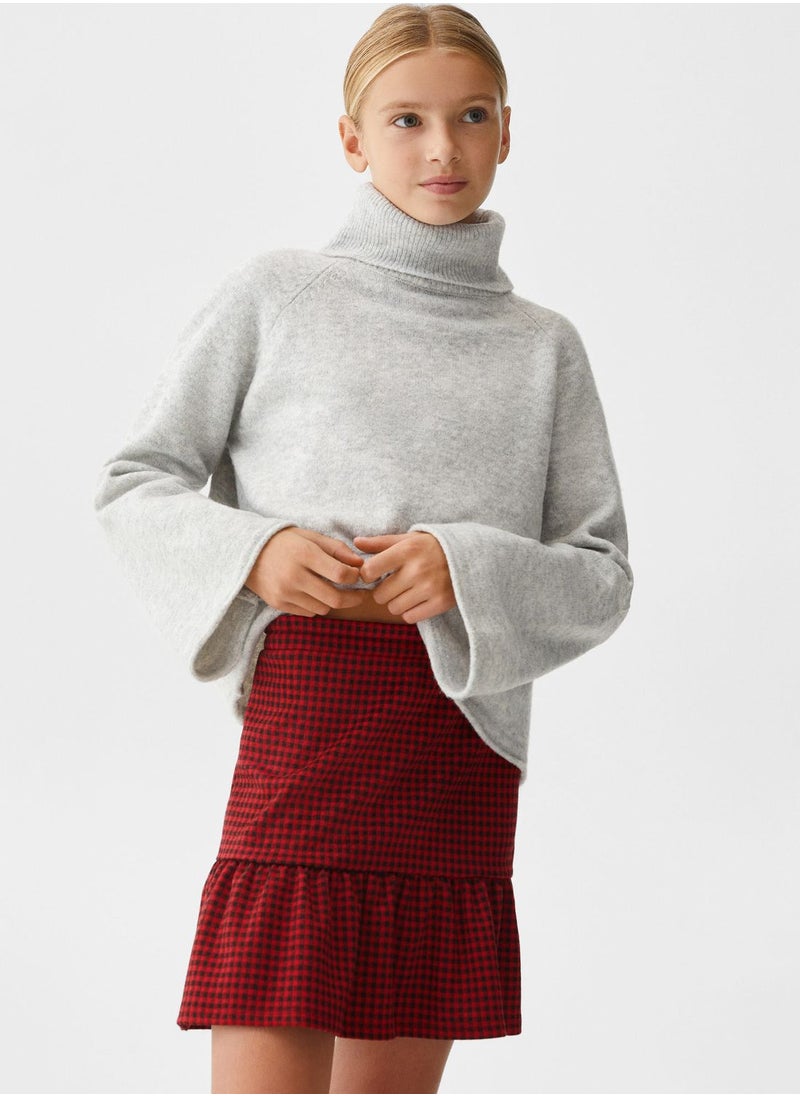MANGO - Kids Checked Mini Skirt - Image 1