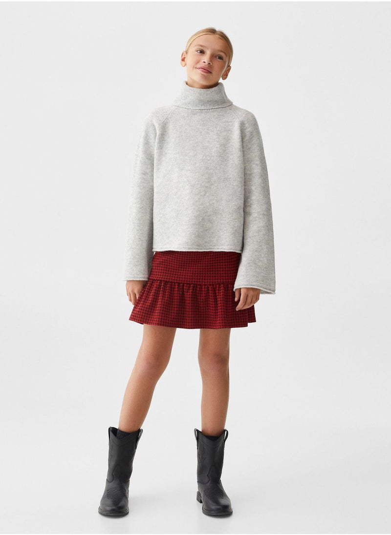 MANGO - Kids Checked Mini Skirt - Image 1